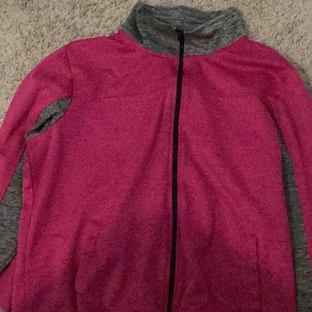 Pink and Gray Zip-Up Jacket